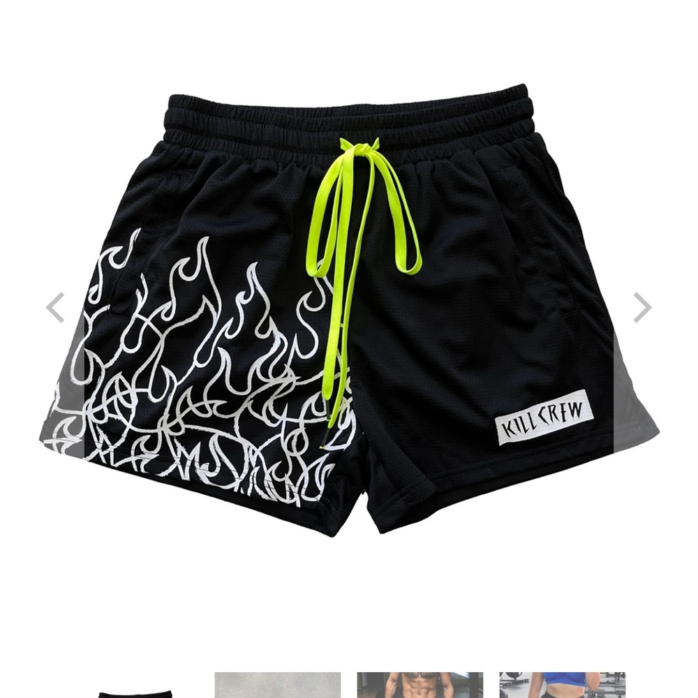 used MUAY THAI FLAME SHORTS BLACK / WHITE size small